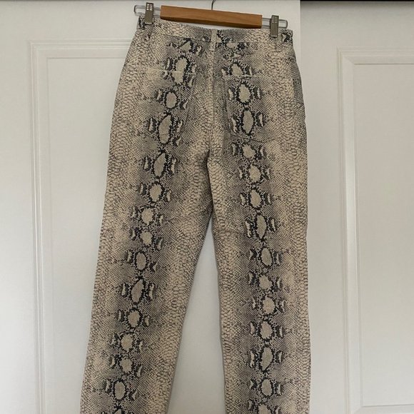 Zara Snake Print Pants Straight Cropped Jeans - Picture 2 of 2